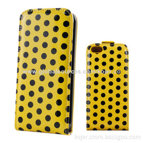 Molded PU Leather Flip Mobile Phone Cases for iPhone 5S, OEM Orders Accepted